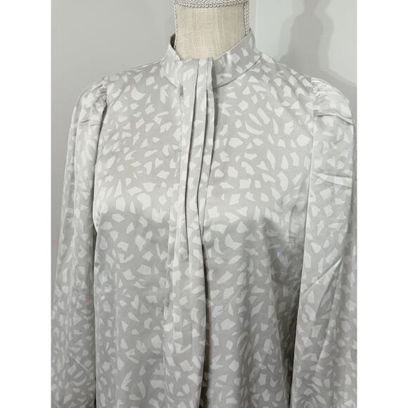 NWT Ann Taylor Mock Neck Satin-Like Animal Print Shift Dress Grey Career SMALL S - Picture 2 of 4